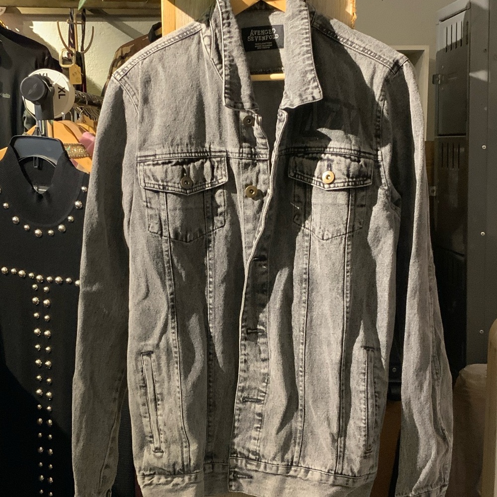 Avenged Sevenfold Men's Gray Denim Jacket Size Medium